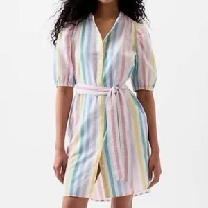 Gap Linen-Cotton Puff-Sleeve Mini Shirtdress Small